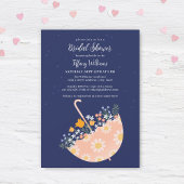 ワイルドフラワー素朴ズピンクアンブレラブライダルシャワー 招待状