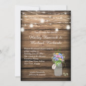 ワイルドフラワー素朴ズブーケメイソンジャー結婚ズ | 招待状 (正面)