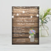 ワイルドフラワー素朴ズブーケメイソンジャー結婚ズ | 招待状 (スタンド正面)