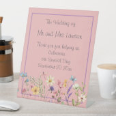 ワイルドフラワー素朴ズボホダスティピンク結婚ズ 台座サイン (インサイチュ)