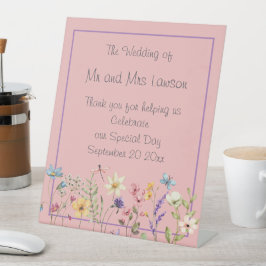 ワイルドフラワー素朴ズボホダスティピンク結婚ズ 台座サイン