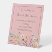 ワイルドフラワー素朴ズボホダスティピンク結婚ズ 台座サイン (正面)