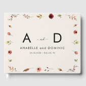 ワイルドフラワー素朴ズモノグラムエレガント秋の結婚式 ゲストブック (正面)