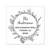 ワイルドフラワー素朴ズラウンド自己インク入力アドレススタンプ セルフインキングスタンプ (デザイン)