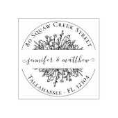 ワイルドフラワー素朴ズヴィンテージウェディング差出人住所 ラバースタンプ (インプリント)