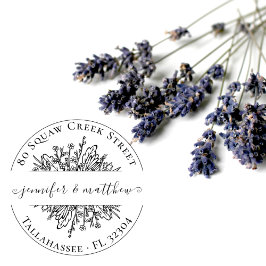 ワイルドフラワー素朴ズヴィンテージウェディング差出人住所 ラバースタンプ