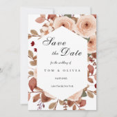 ワイルドフラワー素朴ズ写真で日付を保存 招待状 (正面)