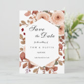 ワイルドフラワー素朴ズ写真で日付を保存 招待状 (スタンド正面)