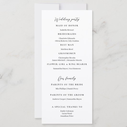 ワイルドフラワー素朴ズ水彩結婚式 プログラム (裏面)