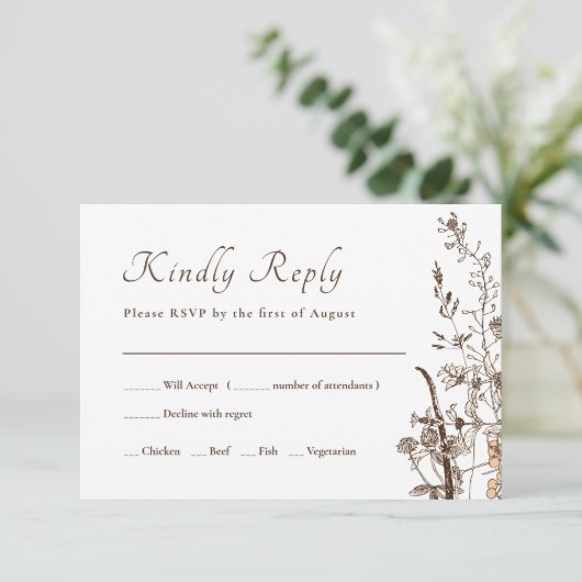 ワイルドフラワー素朴ズ秋フローラウェディングRSVP 出欠カード (スタンド正面)