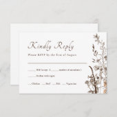 ワイルドフラワー素朴ズ秋フローラウェディングRSVP 出欠カード (正面/裏面)