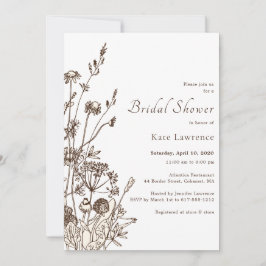 ワイルドフラワー素朴ズ秋ブライダルシャワー 招待状