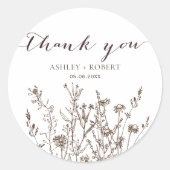 ワイルドフラワー素朴ズ秋牧草地結婚式の引き出物 ラウンドシール (正面)