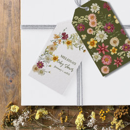 ワイルドフラワー素朴セージ緑の赤ちゃんシャワー ギフトタグ