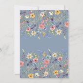 ワイルドフラワー素朴ダスティブルーブライダルシャワー 招待状 (裏面)