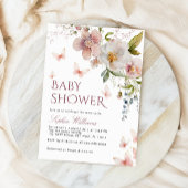 ワイルドフラワー素朴チョウ蝶ベビーシャワー 招待状