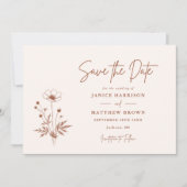 ワイルドフラワー素朴テラコッタボホ写真結婚の写真 セーブザデート (正面)