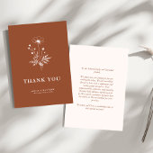 ワイルドフラワー素朴テラコッタボホ結婚ズ サンキューカード