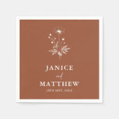 ワイルドフラワー素朴テラコッタボホ結婚ズ スタンダードカクテルナプキン (正面)