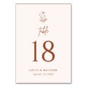 ワイルドフラワー素朴テラコッタボホ結婚ズ テーブルナンバー (正面)