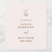 ワイルドフラワー素朴テラコッタボホ結婚ズ ワインラベル (シングルラベル)