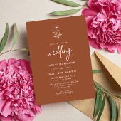 ワイルドフラワー素朴テラコッタボホ結婚ズ 招待状