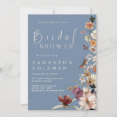 ワイルドフラワー素朴テーマペリウィンクルブライダルシャワー 招待状 (正面)