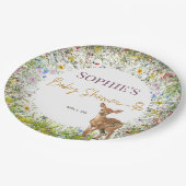 ワイルドフラワー素朴ディアパステルベビーシャワープレート ペーパープレート (アングル)