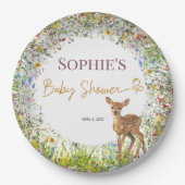 ワイルドフラワー素朴ディアパステルベビーシャワープレート ペーパープレート (正面)