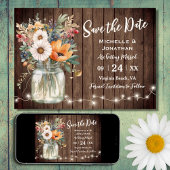 ワイルドフラワー素朴バーンウッドカントリーフローラ結婚ズ セーブザデート