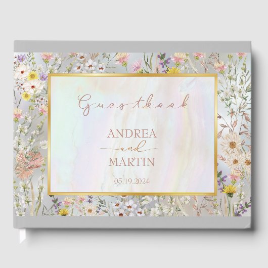 ワイルドフラワー素朴パステル庭園の結婚式 ゲストブック (正面)
