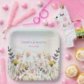 ワイルドフラワー素朴パステル庭園の結婚式 ペーパープレート (パーティー)