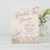 ワイルドフラワー素朴パンパスグラスブライダルシャワー 招待状 (スタンド正面)