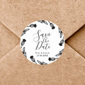 ワイルドフラワー素朴フォーク結婚式の日付を保存 ラウンドシール