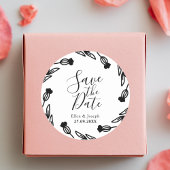 ワイルドフラワー素朴フォーク結婚式の日付を保存 ラウンドシール