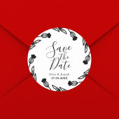 ワイルドフラワー素朴フォーク結婚式の日付を保存 ラウンドシール