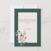 ワイルドフラワー素朴フレームエメラルドグリーン結婚ズ サンキューカード (裏面)