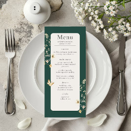 ワイルドフラワー素朴フレームエメラルドグリーン結婚ズ メニュー