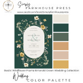 ワイルドフラワー素朴フレームエメラルドグリーン 招待状