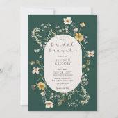 ワイルドフラワー素朴フレームグリーンブライダルブランチ 招待状 (正面)