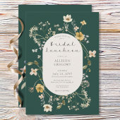ワイルドフラワー素朴フレームグリーンブライダル昼食会 招待状