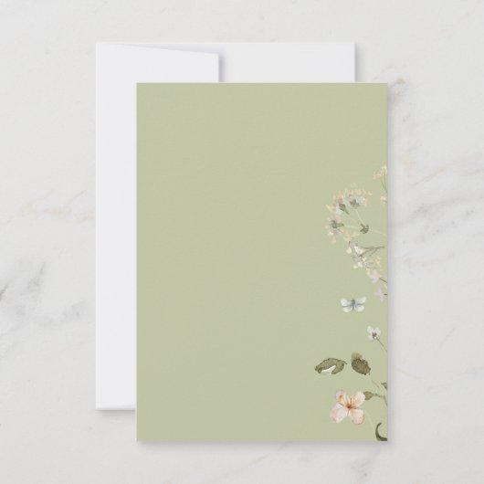 ワイルドフラワー素朴フレームセージ緑 セーブザデート (裏面)