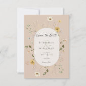 ワイルドフラワー素朴フレームピンク赤面 セーブザデート (正面)