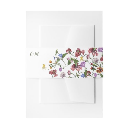 ワイルドフラワー素朴フレーム結婚ボホ 招待状ベリーバンド (正面例)