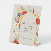 ワイルドフラワー素朴フローラアー結婚チのゲストブック 台座サイン (正面)
