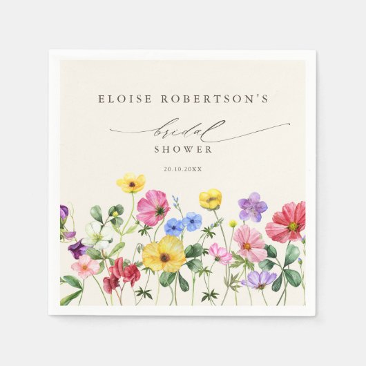 ワイルドフラワー素朴フローラカントリーブライダルシャワー スタンダードカクテルナプキン (正面)