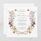 ワイルドフラワー素朴フローラブライダルシャワー 招待状 (正面/裏面)