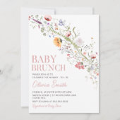 ワイルドフラワー素朴フローラベビーブランチ赤ちゃんシャワー 招待状 (正面)