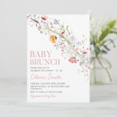 ワイルドフラワー素朴フローラベビーブランチ赤ちゃんシャワー 招待状 (スタンド正面)