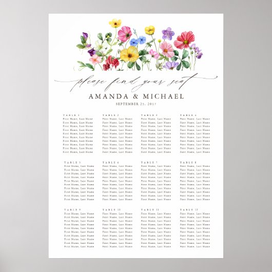 ワイルドフラワー素朴フローラ結婚の座席表 ポスター (正面)